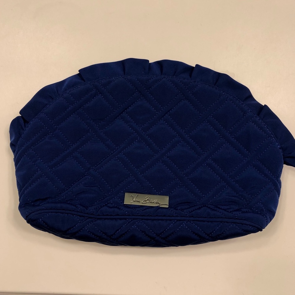 Vera Bradley Blue Ruffle Cosmetic Bag - LARGE